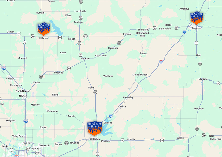 Service area map for Central Kansas